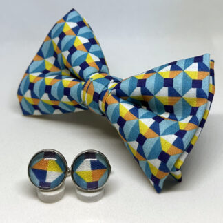 Pajarita cubista con gemelos a juego