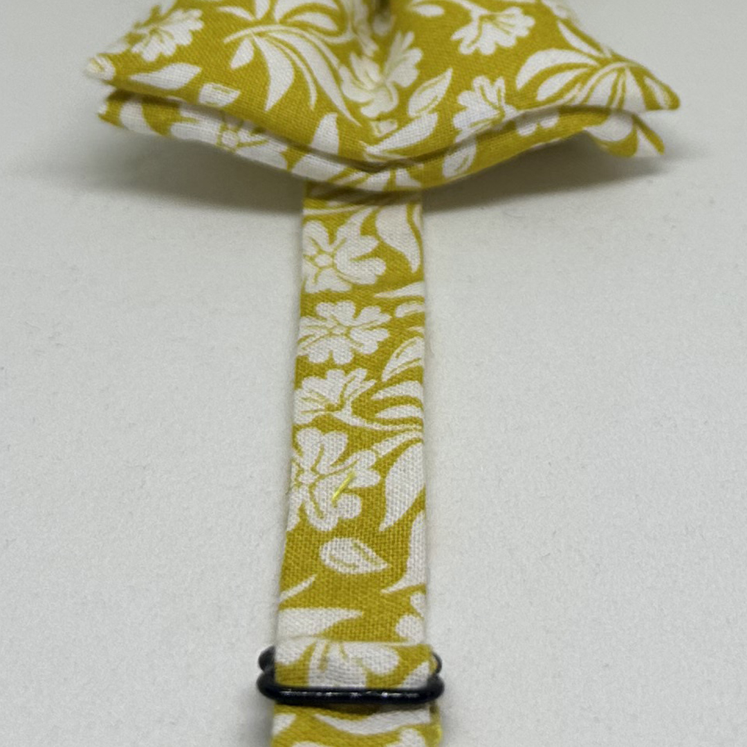 Pajarita flor blanca fondo amarillo con gemelos a juego - Imagen 3
