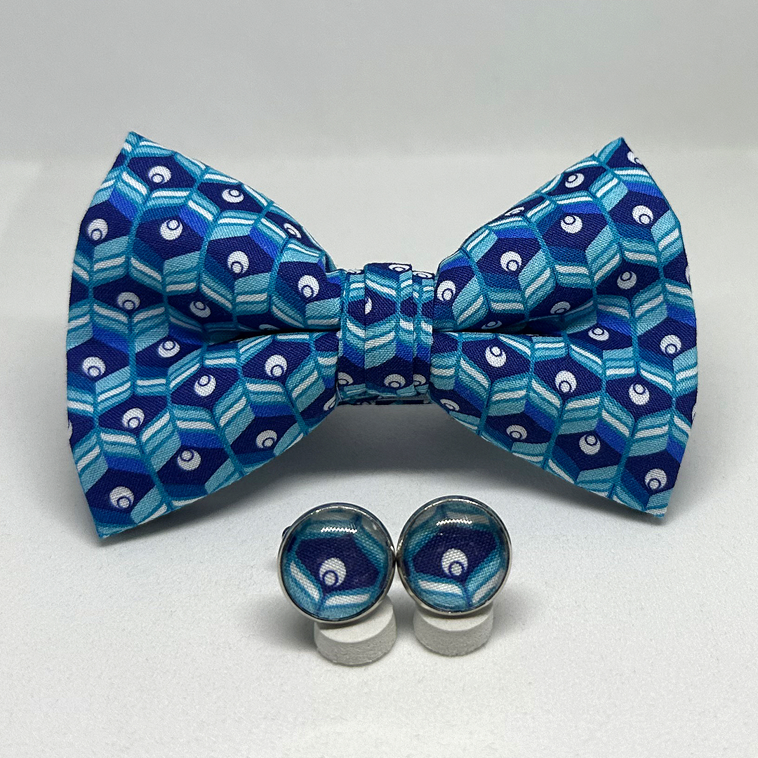 Pajarita panal azul con gemelos a juego - Imagen 2