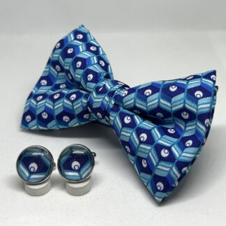 Pajarita panal azul con gemelos a juego