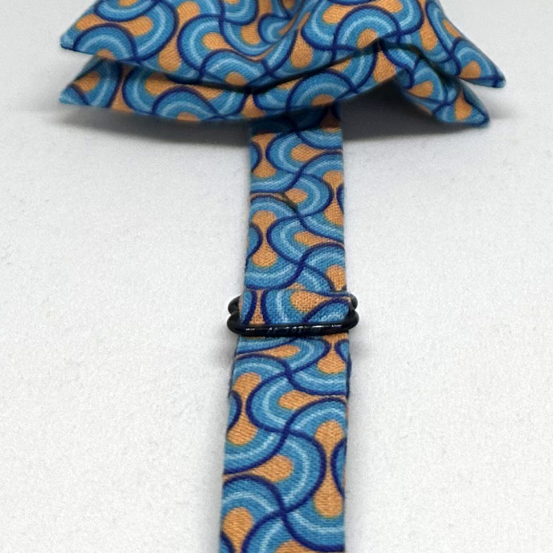 Pajarita ondas azul y naranja con gemelos a juego - Imagen 3