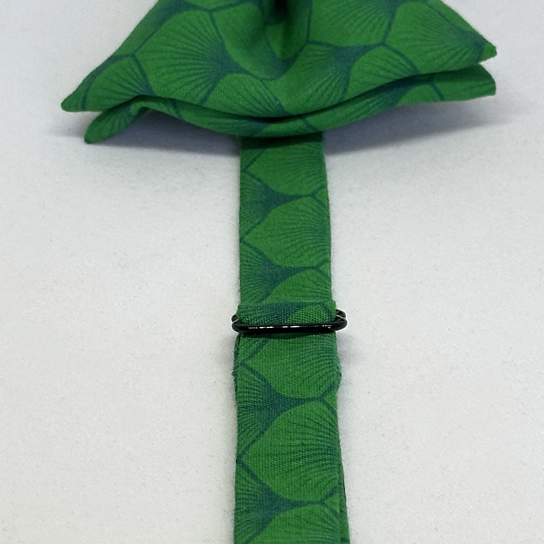 Pajarita hojas abanico verde con gemelos a juego - Imagen 3