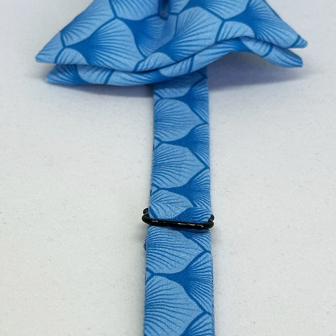 Pajarita hojas abanico azul con gemelos a juego - Imagen 3