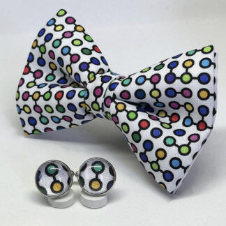 Pajarita geo pop blanca con gemelos a juego